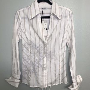 Ben Sherman Pinstripe Fitted Shirt with Lacing